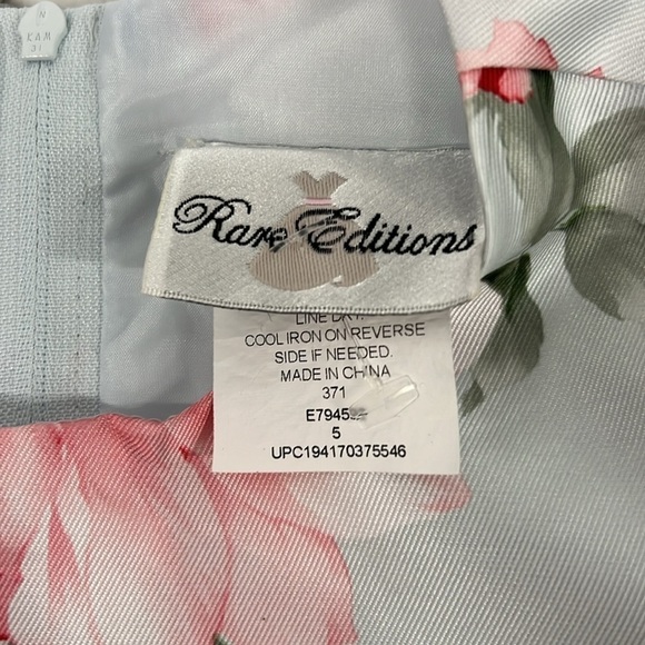 Rare Editions Girls flowery short sleeve dress with front bow and back bow - Picture 3 of 9